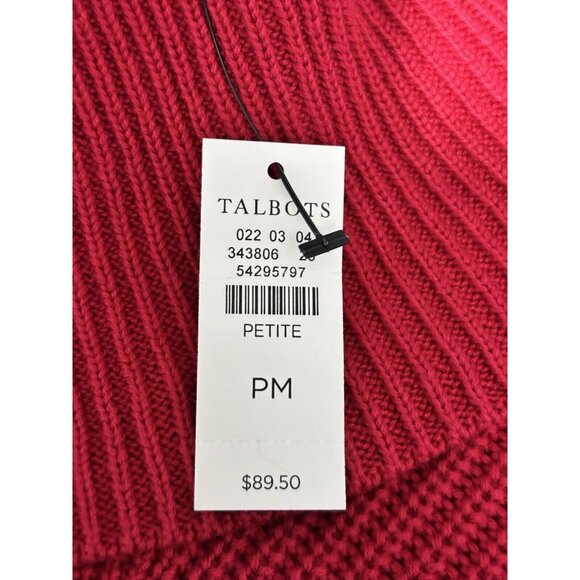 Talbots Petite Womens PM Red Ribbed Knit Turtleneck Sweater 70% Cotton 30% Modal - Picture 6 of 6